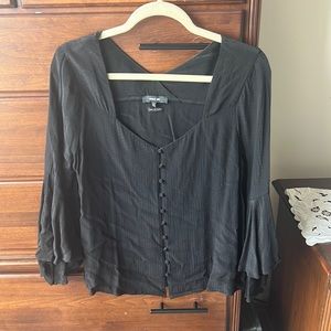 Miss Me ladies black bell-sleeve blouse.
